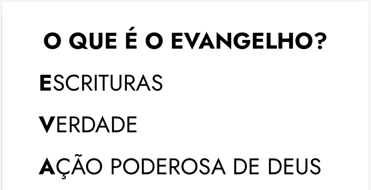 Acróstico com a palavra ‘evangelho’